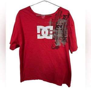 DC Skate Shoes Bold Red Cotton Oversized Cut Neck Y2K Women’s XL T-Shirt